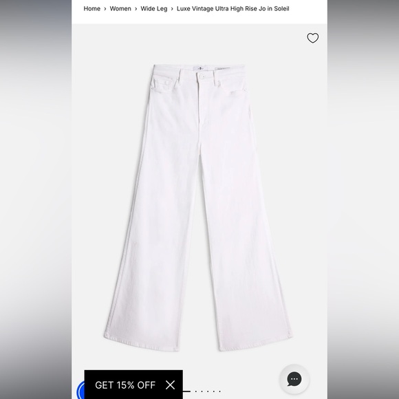 7 For All Mankind Denim - Seven 7 for All Mankind Jo Lux White Wide Leg Jean High Rise 29